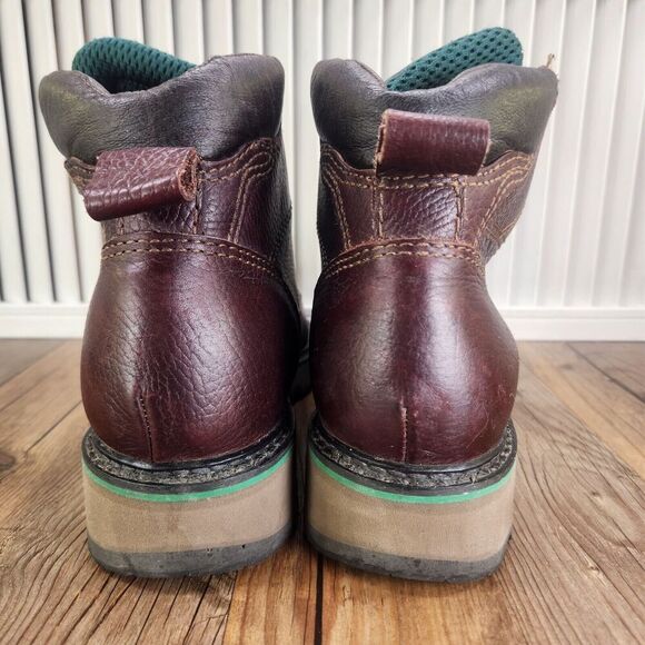 John Deere 50964 Soft Toe Leather Work Boots Men Sz 8M Brown Lace Up Made in USA - Picture 4 of 12